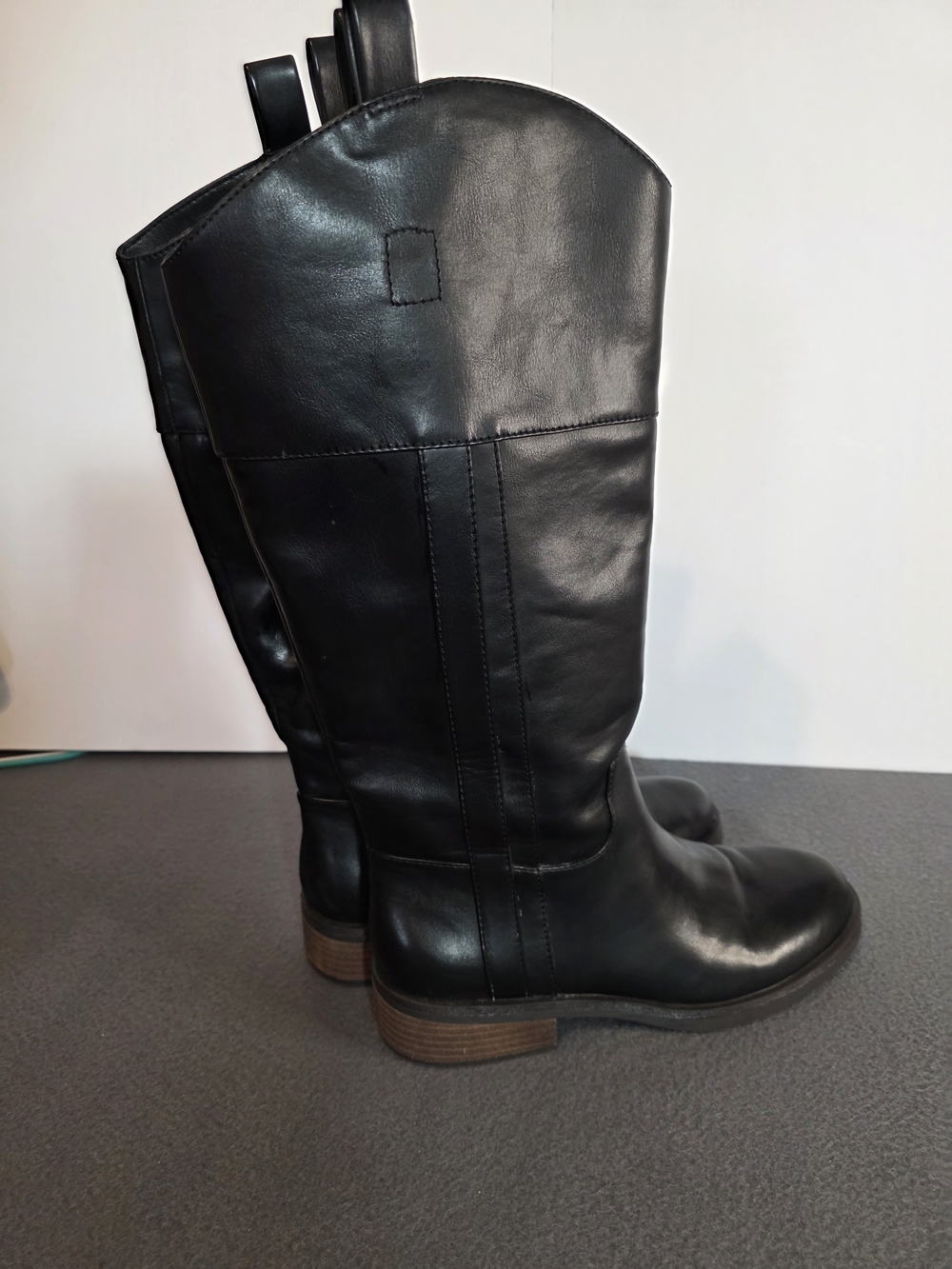 Crown Vintage Black Leather Over-the-Knee Riding Boots